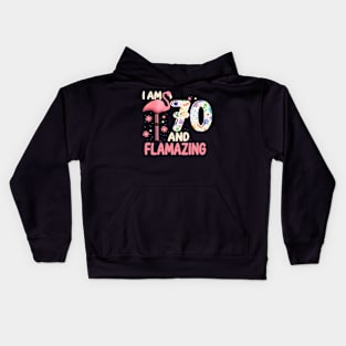 I Am 70 And Flamazing Bithday Flamingo 70th Bday Celebration Kids Hoodie